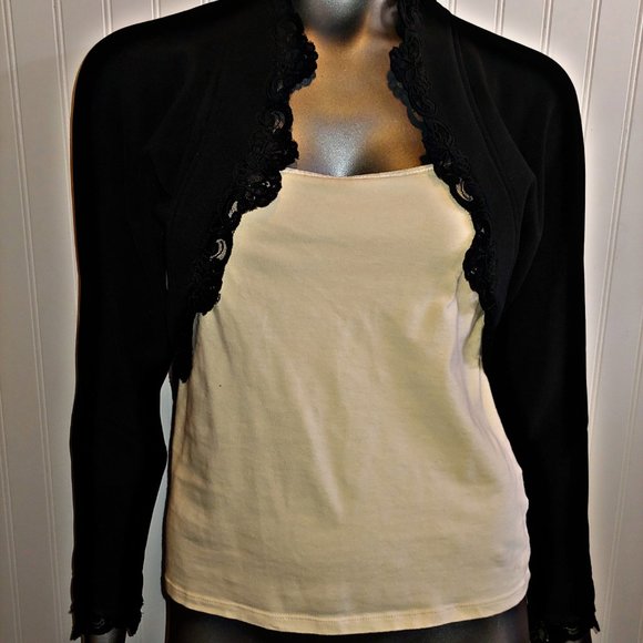 Tadashi Shoji Jackets & Blazers - 231. Vintage Tadashi Shoji Cropped Black Jacket - M